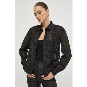 G-Star cămașă femei, culoarea negru, cu guler clasic, regular imagine