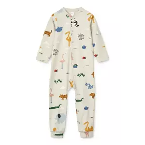 Liewood salopetă pentru bebeluși Birk Printed Pyjamas Jumpsuit culoarea bej, cu imprimeu, LW20677 imagine