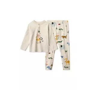 Liewood pijama copii Wilhelm Printed Pyjamas Set culoarea bej, cu imprimeu, LW20674 imagine