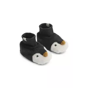 Liewood papuci de casă Beth Penguin Plush Slippers culoarea negru, LW20697 imagine