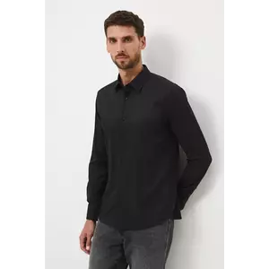 Medicine camasa culoarea negru, cu guler clasic, slim imagine