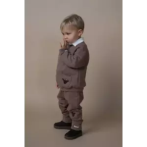 Donsje pantaloni de trening din bumbac pentru bebeluși Joek Trousers Stags culoarea maro, cu imprimeu, 3040707 imagine