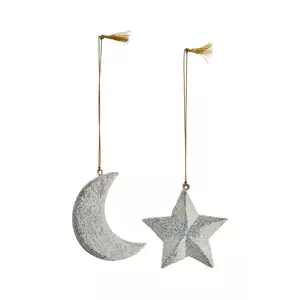 Madam Stoltz pandantiv de Crăciun 8 cm 2-pack culoarea gri imagine