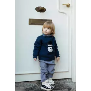 Donsje pantaloni din bumbac pentru bebeluși Teijs Trousers culoarea gri, cu imprimeu, 3042600 imagine