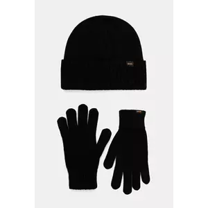 BOSS Orange căciulă și mănuși de lână 2-pack negru 50551225 imagine