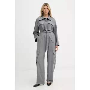 BOSS salopete cu lână culoarea gri, cu guler, 50548121 imagine