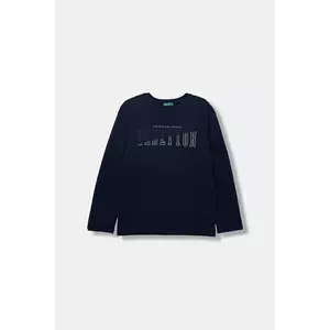 United Colors of Benetton longsleeve din bumbac pentru copii culoarea bleumarin, cu imprimeu, 3ATNC10QU imagine