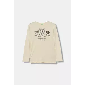 United Colors of Benetton longsleeve din bumbac pentru copii culoarea bej, cu imprimeu, 3ATNC10QU imagine