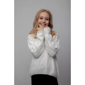 Coccodrillo pulover pentru copii din amestec de lână culoarea bej, WINTER COSY GRIL JUNIOR imagine