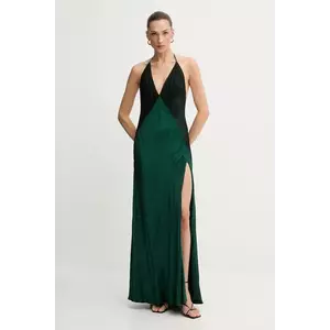 Bardot rochie culoarea maro, maxi, evazați, 59977DB imagine