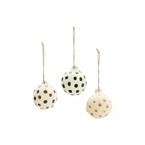 Madam Stoltz set de globuri de Crăciun 6 cm 3-pack culoarea alb, 0 imagine