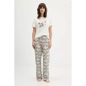 women'secret pijamale de bumbac culoarea bej, bumbac, 3132160 imagine