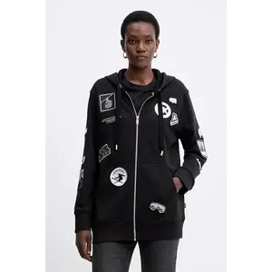 MICHAEL Michael Kors hanorac de bumbac culoarea negru, cu glugă, cu imprimeu, MF551WQ4MY imagine