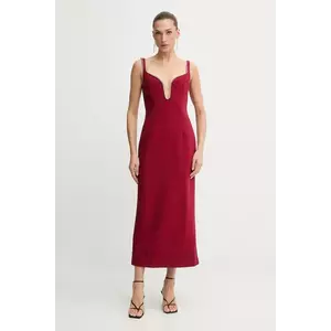 Bardot rochie culoarea bordo, maxi, drept, 59009DB2 imagine