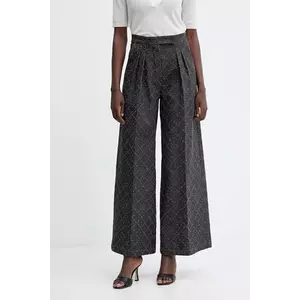 Simona Corsellini pantaloni de bumbac culoarea gri, lat, high waist, A25CPPA01001 imagine