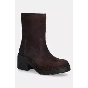 Fly London cizme din piele întoarsă NORE191FLY culoarea maro, cu toc drept, P211191002 imagine