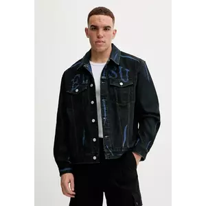 Evisu geacă din denim Daicock Print bărbați, culoarea negru, de tranziție, 2EAHTM4DJ1005 imagine