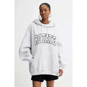 Rotate hanorac de bumbac femei, culoarea gri, cu glugă, cu imprimeu, 1134291473 imagine