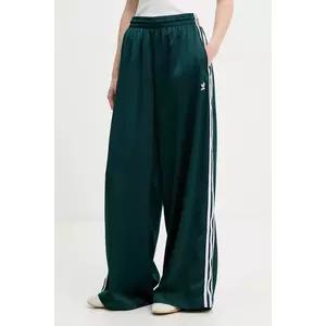 adidas Originals pantaloni de trening Satin Tp Wl culoarea verde, cu imprimeu, JV7511 imagine