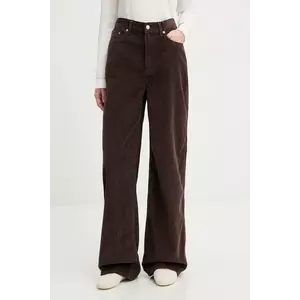 Tommy Jeans pantaloni de catifea cord culoarea maro, evazați, high waist, DW0DW21700 imagine