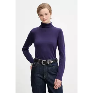 Tommy Jeans pulover de bumbac culoarea violet, light, cu guler, DW0DW21672 imagine