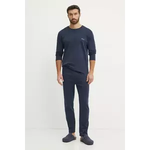 Fila set de pijama de bumbac culoarea albastru marin, neted, FPW1203 imagine