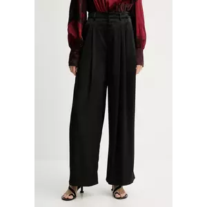 Gestuz pantaloni culoarea negru, lat, high waist, 10910805 imagine