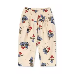 Konges Sløjd pantaloni de bumbac pentru copii AVI PANTS GOTS culoarea bej, cu imprimeu, KS104204 imagine