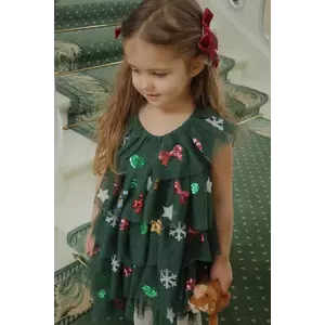 Konges Sløjd rochie fete YVONNE CHRISTMAS DRESS culoarea verde, mini, evazați, KS104469 imagine