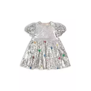 Konges Sløjd rochie fete STARLA STAR DUST DRESS culoarea argintiu, mini, evazați, KS104435 imagine