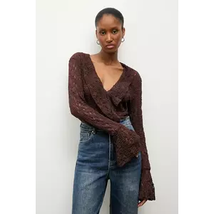 Answear.LAB bluza culoarea maro, neted imagine