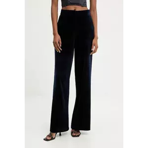 Answear.LAB pantaloni de catifea culoarea albastru marin, lat, high waist imagine