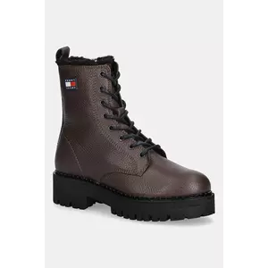 Tommy Jeans cizme de piele TJW URBAN LACEUP BOOT WL culoarea maro, cu platformă, izolat, EN0EN02906 imagine