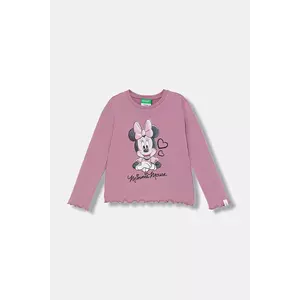 United Colors of Benetton longsleeve din bumbac pentru copii culoarea roz, 3ATNG10L2 imagine