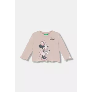 United Colors of Benetton longsleeve din bumbac pentru copii culoarea roz, 3ATNG10L2 imagine