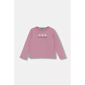 United Colors of Benetton longsleeve din bumbac pentru copii culoarea roz, 3ATNG10KZ imagine