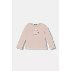 United Colors of Benetton longsleeve din bumbac pentru copii culoarea roz, 3ATNG10KZ imagine