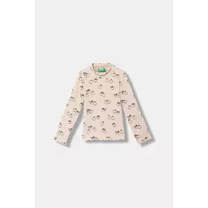 United Colors of Benetton longsleeve copii culoarea roz, cu turtleneck, 39EMG10LA imagine