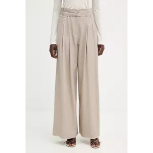 Marella pantaloni cu lână culoarea bej, lat, high waist, 2523136192200 imagine