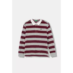 United Colors of Benetton tricouri polo din bumbac pentru copii culoarea gri, uni, 33CKC301X imagine