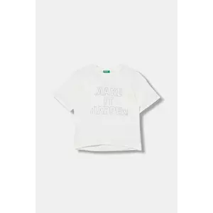 United Colors of Benetton tricou de bumbac pentru copii culoarea alb, 3I1XC10QD imagine