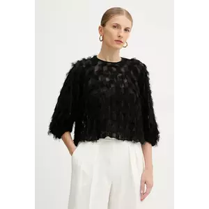 BOSS bluză culoarea negru, cu imprimeu, 50546822 imagine