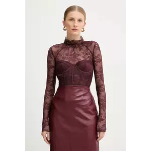 Retrofete body Valentina culoarea violet, cu imprimeu, FW24-10322 imagine