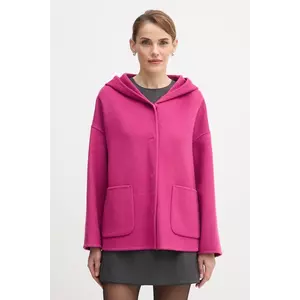 United Colors of Benetton haină cu lână culoarea roz, 28F7DN08M imagine