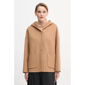 United Colors of Benetton haină cu lână culoarea maro, 28F7DN08M imagine