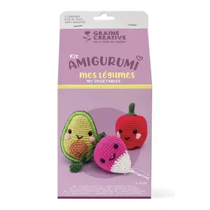 Graine Creative set DIY de croșetat o jucărie Amigurumi Kit – My Vegetables 8 cm multicolor imagine