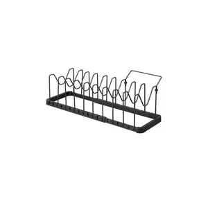 Yamazaki organizator pliabil pentru capace și tigăi Tower 45-82 x 20 x 17, 5 cm culoare neagră imagine