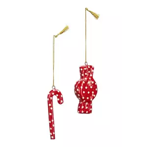 Madam Stoltz set de globuri de Crăciun 9 cm 2-pack culoare roșie imagine