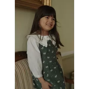 Konges Sløjd rochie din bumbac pentru copii AVERY FRILL OVERALL DRESS GOTS culoarea verde, mini, evazați, KS104200 imagine