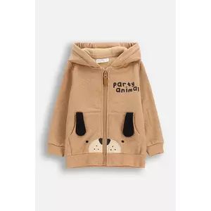 Coccodrillo bluză bebe culoarea maro, cu glugă, cu imprimeu, BUDDIES BOY NEWBORN imagine